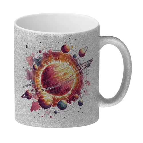 Sonnensystem Planeten Glitzer-Kaffeebecher