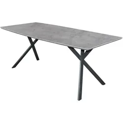 Esstisch Tener MDF in Betonoptik – Industrial Design für 6–8 Personen - Stilvoller Esstisch in Grau mit einzigartiger 3D-Betonoptik. Ideal für gesellige Abende und vielseitig kombinierbar. Pflegeleichte Oberfläche und robustes X-Fuß-Gestell für langanhaltende Freude.