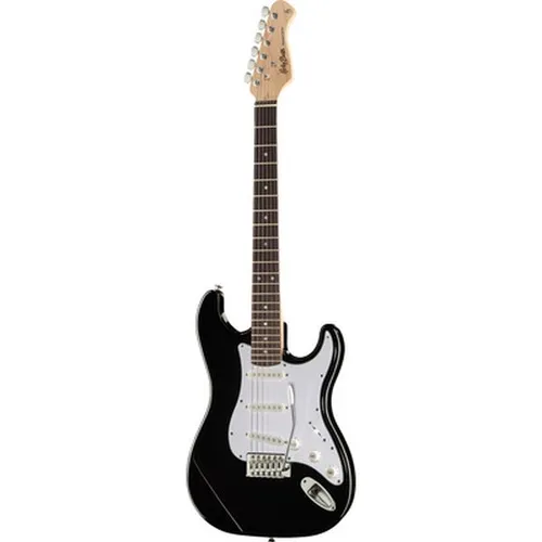 Harley Benton ST-20 BK E-Gitarre - Festkörper-E-Gitarre mit Pappel Korpus und Ahornhals, ideal für Einsteiger und Fortgeschrittene, ausgestattet mit 3 Singlecoil Tonabnehmern für vielseitige Klänge.