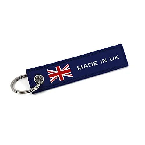 VmG-Store MADE IN Jet Tag Schlüsselanhänger 105x25mm Länderfahnen robustes festes Material umkettelt mit stilvollen Länder Fahnen S140 (UK)