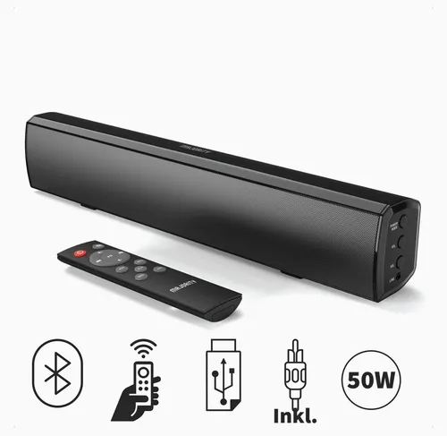 MAJORITY Bowfell Soundbar - 50W 2.0 Stereo Lautsprecher, Bluetooth-fähig und ideal für TV und PC in kompaktem Design