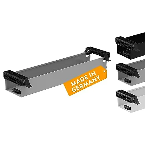 boho office® Kabelkanal Schreibtisch Kabelmanagement Kabelbox - beidseitig klappbare Kabelwanne inkl. Zubehör - Cable Organizer Desk Kabelmanagement durch Kabelschacht - Silber 57 cm