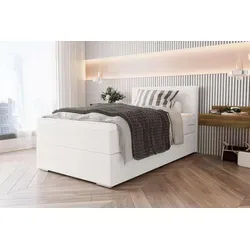 99rooms Phönix Mini Boxspringbett 100x200 cm in Weiß - Elegantes Mini Boxspringbett mit modernem Design, ideal für romantische Schlafzimmer. Mit Taschenfederkern und Kaltschaum-Topper für hohen Komfort. Einfache Selbstmontage.