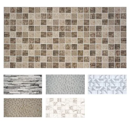 MDEKOR PVC Wandverkleidung 48,5x96 cm | 3D Wandpaneele für Küche, Bad & mehr | Einfach zu kleben & reinigen | Küchenrückwand Platten | Dekorative Panels für Wandgestaltung innen