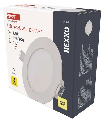 EMOS LED Panel 7 W, runde 450 lm Einbauleuchte, Deckenleuchte in Weiß, extra flach, warmweiß 3000 K, inkl. LED-Treiber, ZD1124
