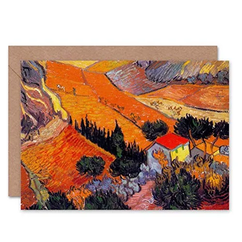 Wee Blue Coo Landschaft Mit Haus Pflüger Vincent Van Gogh Gemälde Weihnachtskarte