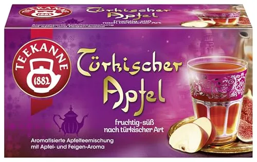 Teekanne Tee Türkischer Apfel - Fruchtiger Genuss - Früchtetee mit hochwertiger Aromaschutzumhüllung, vereint den Geschmack von Äpfeln und Feigen. Ideal für eine entspannte Teepause.