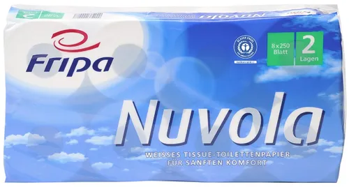 Fripa Toilettenpapier Nuvola 2-lagig hochweiß Tissue 8 Rollen à 250 Blatt