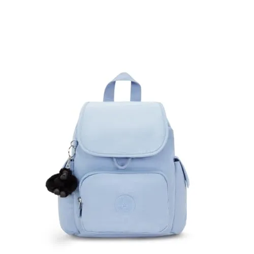 Kipling CITY PACK MINI Kleiner Rucksack, Blau - Tagesrucksack mit praktischem Kordelzugverschluss, seitlichen Taschen und dem charakteristischen Affenanhänger für einen verspielten Look.