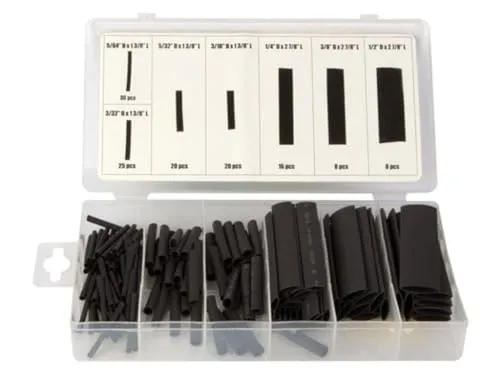 Toolland Schrumpfschlauch-Set, 127-tlg., verschiedene Größen, Schwarz