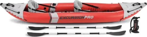 INTEX Aufblasbares Kajak Excursion Pro 68309NP - Kajak für 2 Personen, robust und UV-beständig. Ideal für entspannte Touren auf Seen mit bequemem Sitzkomfort und umfangreichem Zubehör.