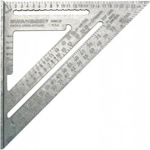 Swanson Metric Speed Square (EU202) - Präziser Winkelmesser für exakte Schnitte, ideal für Holzarbeiten und Bauprojekte. Robuste Bauweise für langlebige Nutzung.