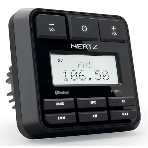 Hertz HMR 15 – Digitaler Media Receiver mit Bluetooth 5.0 - Wasserdichtes Autoradio mit IP65 Front für Marine- und Outdoor-Anwendungen, bietet stabile Bluetooth 5.0 Konnektivität und vielseitige Musikoptionen über USB und Bluetooth.