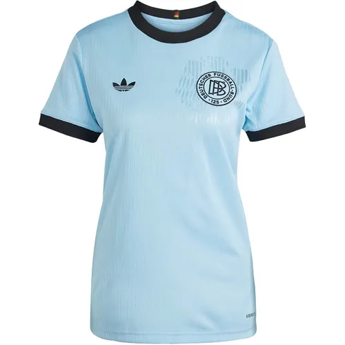 Adidas DFB 125 Jahre Anniversary Auswärtstrikot Damen - Blau - Deutschland Fußballtrikot zum 125-jährigen Jubiläum, inspiriert von legendären Designs, mit feuchtigkeitsabsorbierender AEROREADY Technologie für optimalen Tragekomfort.