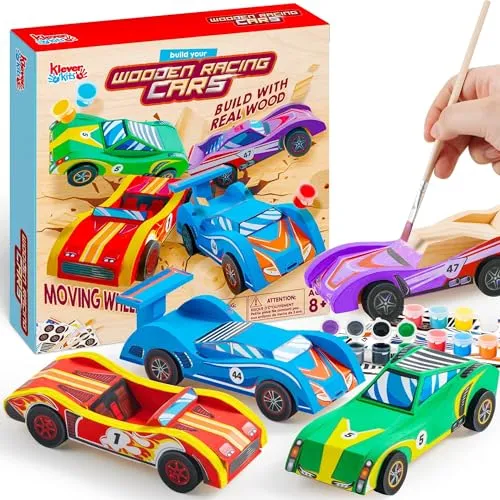 Klever Kits Bastelscheren 4 Stück Holz Auto Bastelset für Kinder - Entdecken Sie das Klever Kits Bastelset mit 4 hochwertigen Bastelscheren. Perfekt für kreative Bastelprojekte mit Holzautos. Ideal für kleine Hände und fördert die Kreativität!