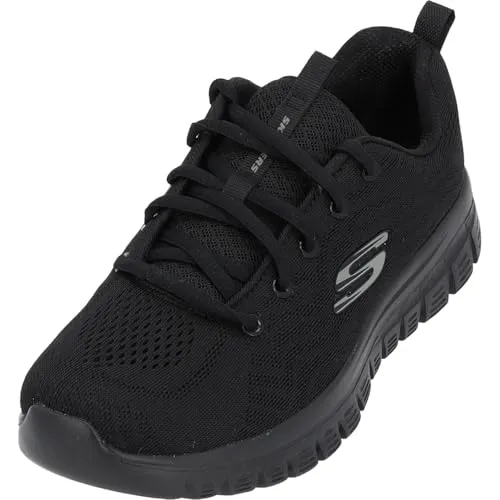 Skechers Damen Graceful-get Connected Sneakers - Bequeme Sneakers in Schwarz mit Mesh-Trim - Damen-Sneaker mit flexibler Traktionslaufsohle und Schnürung für optimalen Komfort und Stil im Alltag.