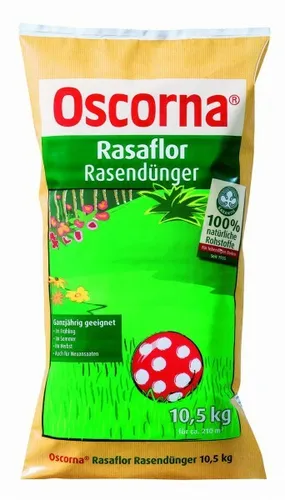 Oscorna Rasaflor Rasendünger 10,5 kg - Dünger aus 100% natürlichen Rohstoffen, ideal zur Unkraut- und Moosverdrängung mit Langzeitwirkung für einen gesunden Rasen.