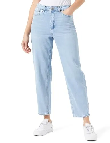 VERO MODA Hohe Taille Mom Jeans - Stylische Mom Jeans mit hoher Taille, aus 79% Baumwolle und recyceltem Material, ideal für einen nachhaltigen Look und perfekten Tragekomfort.