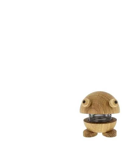 Hoptimist Tier, Frog - Wackelfigur aus Holz - Skandinavische Wackelkopffigur aus Eiche, perfekter Glücksbringer für Wohnzimmer, Büro oder als kleines Geschenk. Maße: 5,5 x 5,9 x 7,3 cm.