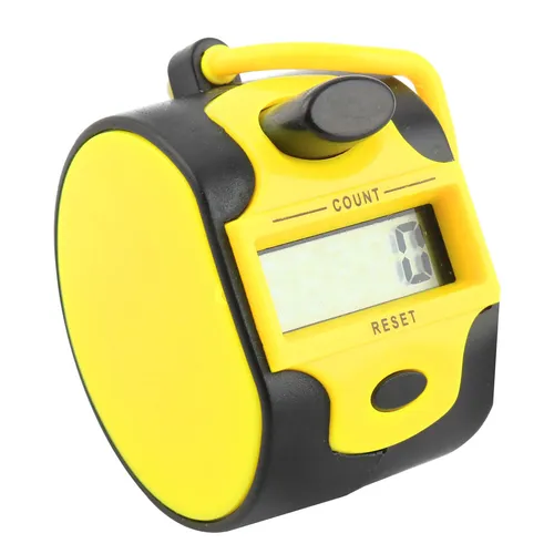 Büro Hand Halter 5 stellige Zahlen LCD Display Zähler Klick schwarz gelb