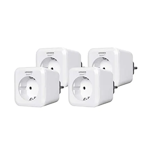 LEDVANCE Smarte schaltbare Steckdose mit Bluetooth, für die Steuerung Geräte im Smart Home, steuerbar mit Alexa, Google Home u. Apple HomeKit, SMART+ BT PLUG, 4er-Pack Max 3680W || 16A|| 230V-50Hz