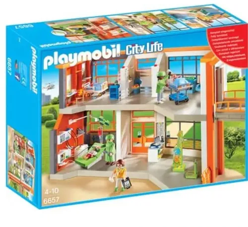 PLAYMOBIL 6657 Kinderklinik mit Einrichtung - Rettung: Detailreiche Kinderklinik für kreatives Spielen, fördert Empathie und Rollenspiele.