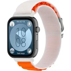 Für Huawei Watch Fit 3 Elastisches Sport Nylon Armband Orange / Weiß