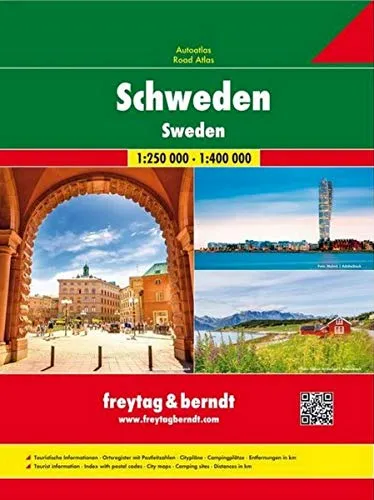 Schweden Autoatlas 1:250.000 - 1:400.000 - Praktischer Straßenatlas mit Spiralbindung für optimale Handhabung, ideal für Reisen in Schweden und Erkundungen im Freien.