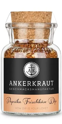 Ankerkraut Paprika Frischkäse Dip, Dip selber machen für Gemüse, Brot und Fleisch, Paprika Tomate Geschmack, 100 g im Korkenglas