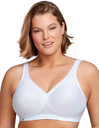 Glamorise Damen 1006 Sports Bra - Weiß, 85C - Funktionsunterwäsche mit bügellosem MagicLift-Design für optimalen Halt und Komfort. Nahtlose Cups und feuchtigkeitsableitendes Material sorgen für ein angenehmes Tragegefühl.