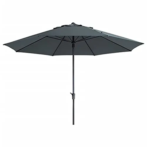 Madison TIMOR Sonnenschirm Kurbelschirm Ø400cm grau - Wetterfester Aluminium-Sonnenschirm mit Ø400cm, leicht zu öffnen dank Kurbelmechanismus und wasserabweisendem 220g Polyesterbezug – ideal für den Garten oder die Terrasse.