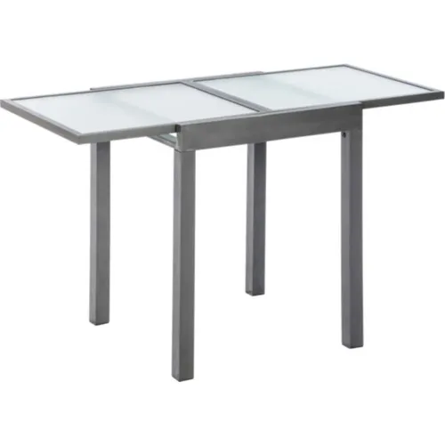 Merxx Balkonausziehtisch Butterfly, klar - Eleganter Gartentisch - Gartentisch mit ausziehbarer Funktion, klarer Glasplatte und robustem Aluminiumgestell, perfekt für gemütliche Frühstücke auf Balkon oder Terrasse.