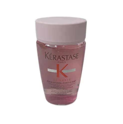 Kérastase Genesis Bain Hydra-Fortifiant 80 ml Shampoo - Kräftigendes Shampoo für feines und fettendes Haar. Sanfte Reinigung von Kopfhaut und Haar, entfernt Verunreinigungen und sorgt für ein frisches Gefühl. Ideal für die tägliche Pflege.