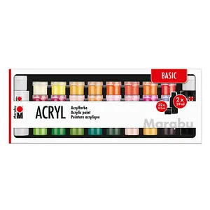 Marabu Basic Acrylfarben farbsortiert 32 x 3,5 und 2 x 59,0 ml, 35 St.