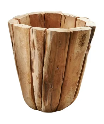 Main Möbel Blumentopf Deko-Holztopf 60cm "Rustic" Teak - Handgefertigter Deko-Holztopf aus massivem Teakholz, einzigartig in Design und Qualität. Ideal für stilvolle Raumgestaltungen. Durchmesser ca. 60 cm, Höhe 60 cm, Gewicht ca. 24 kg.