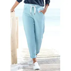 Elbsand Sweathose Brinja aquamarine Größe L - Bequeme Sweathose von Elbsand in aquamarine, ideal für entspannte Tage. Der breite Gummibund sorgt für optimalen Halt, während die seitlichen Taschen praktische Details bieten. Vielseitig kombinierbar für Casual- und Homewear-Outfits.