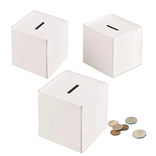 Baker Ross EV3024 Würfel Spardosen Bastelset, 3er-Pack, zum Bemalen und Personalisieren für Schule und Bastelgruppen