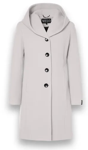Milo Wintermantel Bella - Steingrau Damenmantel mit Kapuze, Größe 44 - Eleganter Damenmantel Bella von Milo in steingrau, ideal für kalte Tage. Der weiche Woll-Mix mit Kaschmir-Anteil bietet hohen Tragekomfort. Perfekt für winterliche Spaziergänge, mit praktischen Seitentaschen und verlängertem Schnitt.