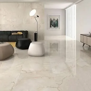 Luxus Marmor Boden Crema Fliese 60x60 - 5m² - Boden- & Wandfliesen: Hochwertige glänzende Natursteinfliesen in Crema Marfil, perfekt für Innen- und Außenbereiche, verleiht jedem Raum einen modernen Look.