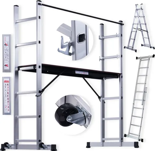 MASKO Aluminium Baugerüst – Leicht und Stabil - Gerüst aus Aluminium, ideal für Bauarbeiten, leicht zu transportieren und bietet hohe Stabilität.