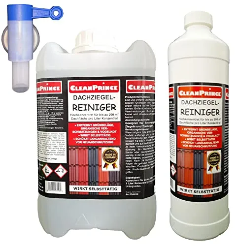 Liter Dachziegelreiniger | mit 1 x gratis Ausgießer pro Bestellung | Grünspan Dach Vogelkot Ziegel Dachziegel Reiniger Dachziegel-Reiniger Ziegeln Reinigung 6