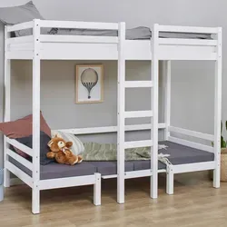 Hoppekids JUMBO Etagenbett ECO Dream 90x200 cm - Etagenbett aus nachhaltigen Materialien, skandinavisches Design in Weiß, ideal für kleine Kinderzimmer und bietet Platz für zwei Schlafplätze.