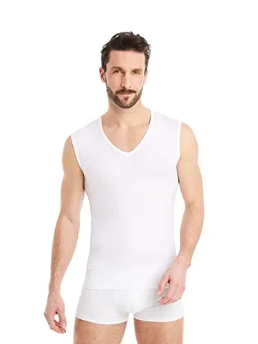 FINN Business Unterhemd Herren Ärmellos V-Ausschnitt - Lenzing® Modal Tank-Top in Weiß - Herren-Unterhemden aus ultraweichem Lenzing Micro-Modal für maximalen Komfort und Bewegungsfreiheit. Ideal als unsichtbares Unterziehshirt unter Hemd oder Anzug.