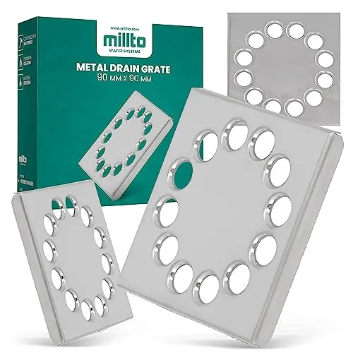Edelstahl Abdeckung Bodenablauf für Duschablauf 90 x 90 mm Metall Für den Innen- und Außeneinsatz Bodenablaufabdeckung Quadratischer Metallablaufrost