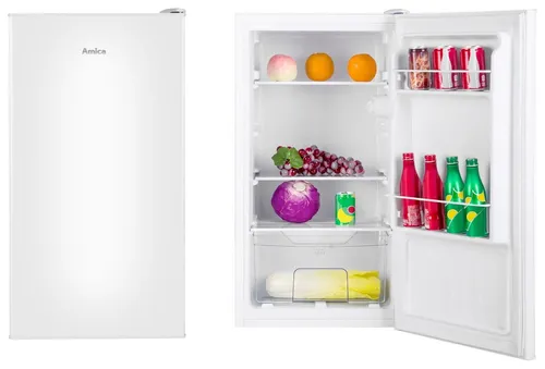 AMICA VKS 15194 W Kühlschrank ohne Gefrierfach - Weiß - Kühlschrank (61 l) für kleine Küchen, energieeffizient mit nur 110 kWh/Jahr. Geräuscharm (41 dB) und ausgestattet mit 2 Abstellflächen und einer Gemüseschublade für optimale Lagerung.