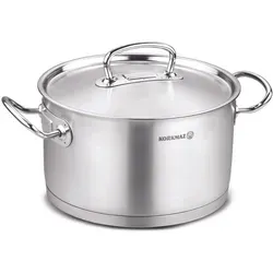 Korkmaz Proline Kochtopf aus Edelstahl 24x14 cm, 6,2 l - Hochwertiger 6,2 l Kochtopf aus 18/10 Edelstahl für professionelle und private Köche. Mit dreilagigem Boden für optimale Wärmeverteilung und spülmaschinenfest für einfache Reinigung.