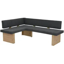 Polster-Eckbank Matteo - Grau, Bequem für 3-4 Personen - Eckbank in Grau mit Artisan Eiche-Optik, bequem gepolstert für gemütliches Sitzen. Ideal für Esszimmer oder Küche. Maße: B: 200 cm, H: 92 cm.
