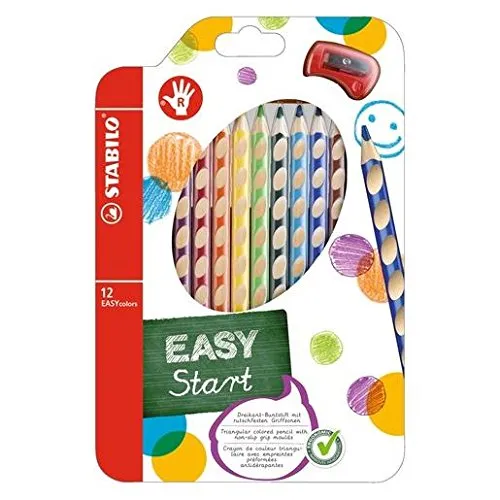 STABILO Easycolors Buntstifte Start Rechtshänder + Spitzer, 12 Stück