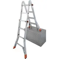 Krause Gelenk-Teleskopleiter Monto TeleMatic 4 x 4 Sprossen - Leitern, vielseitig einsetzbare Aluminium-Gelenkleiter mit patentiertem ClickMatic-System für einfache Höhenverstellung und rutschhemmenden Fußkappen für sichere Nutzung.