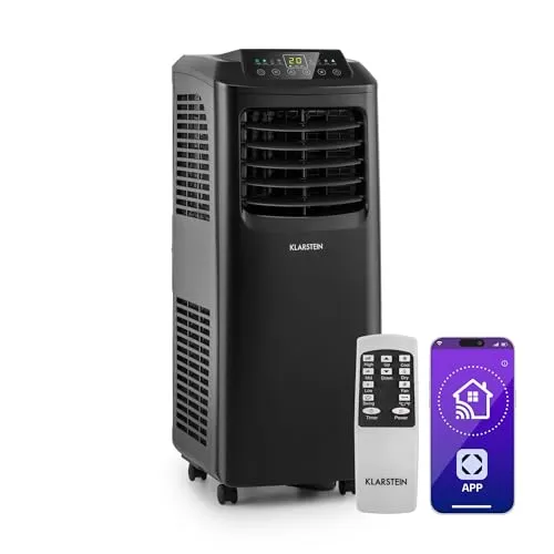 Klarstein Klimagerät Pure Blizzard Smart - Mobiles 3-in-1 Klimagerät - Klimaanlage, Ventilator und Luftentfeuchter in einem, energieeffizient mit der Klasse A. Ideal für Räume bis 44 m², inklusive App- und Fernbedienung für maximalen Komfort.